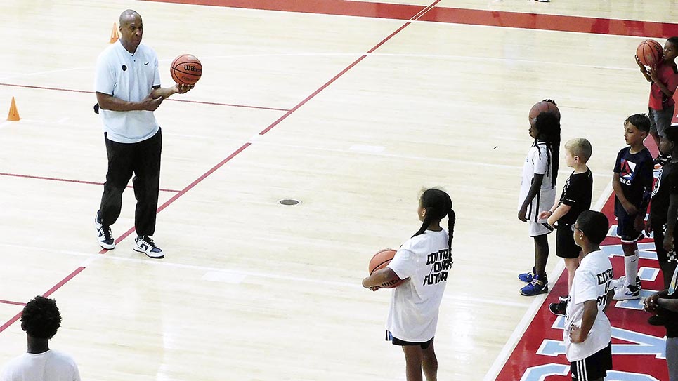 Turner still takes part in the drills with the kids